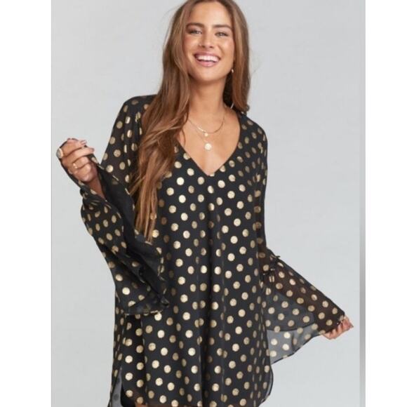 Show Me Your Mumu MARCIA Black and Gold Cosmic Dot Mini Dress - Picture 5 of 8